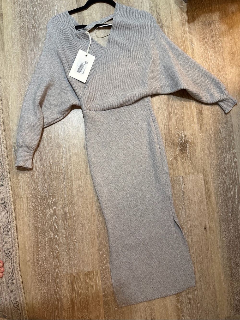 Draped Knit Maxi Dress in Light Taupe